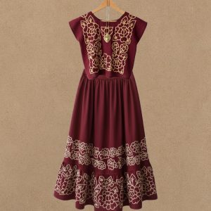 TRAJE DE GALA FLOR ISTMEÑA VINO